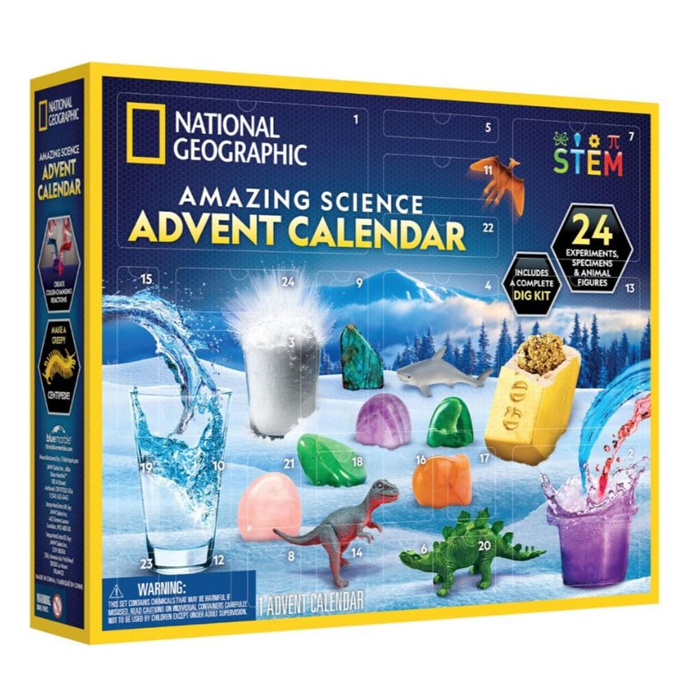 National Geographic Amazing Science Advent Calendar with 24 Science Experiments and Animal Figures in Multicolor, , large