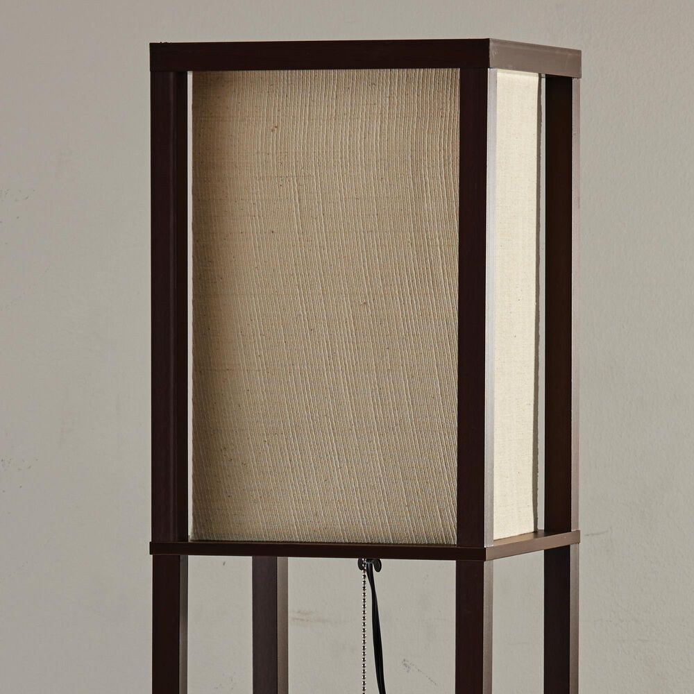 Adesso Wright Shelf Floor Lamp in Walnut, , large