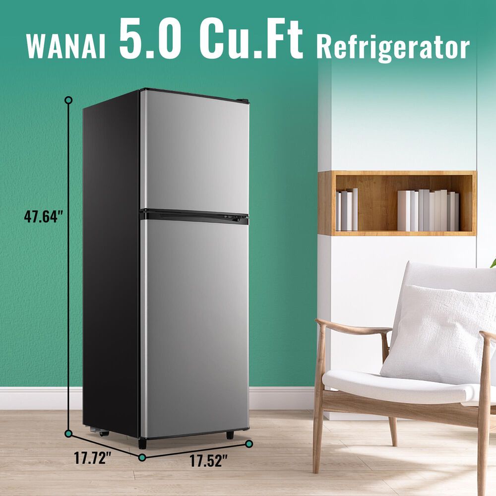 HOMLUX 5 Cu. Ft. Mini Upright Refrigerator with 1.8 Cu. Ft. Top Freezer in Silver, , large