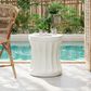 Hearth and Haven Outdoor Round Side Table with Cylindrical Shape and Cinched Waist in Antique White, , large