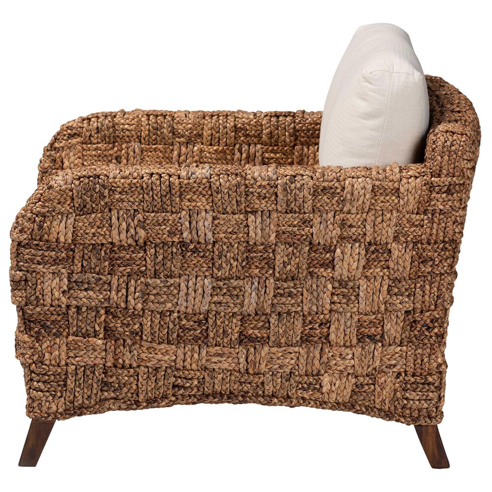 Baxton Studio Vevina Arm Chair with Natural Brown Seagrass in White, , large