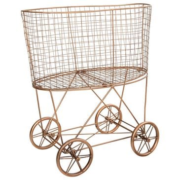 Creative Coop Metal Rolling Laundry Cart with Rack in Copper, , large