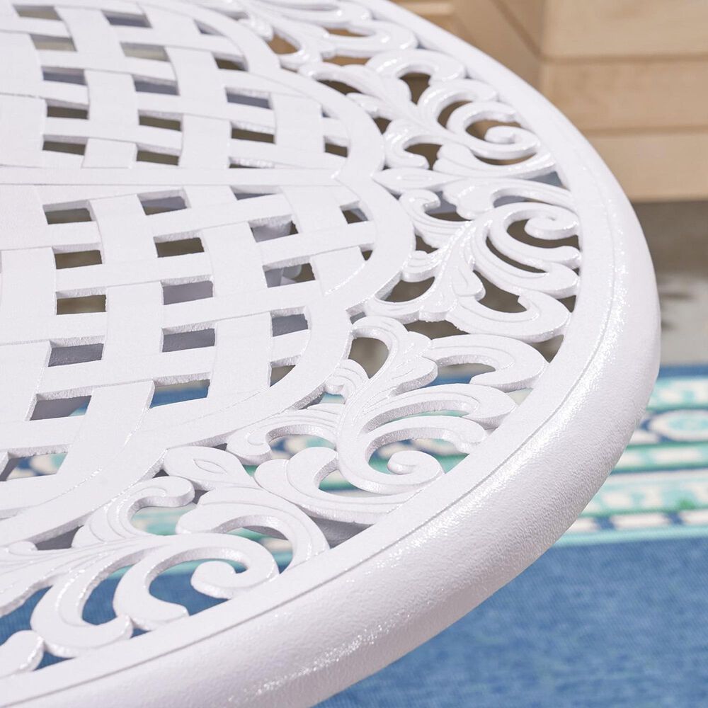 Hearth and Haven Phoenix Outdoor Round Dining Table in White - Table Only, , large