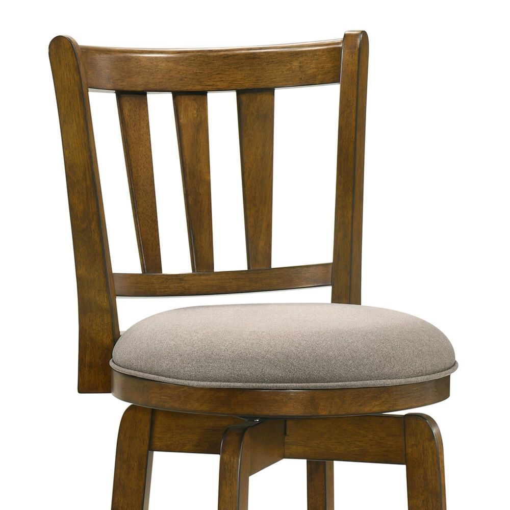 Armen Living Wren Swivel Bar Height Stool with Static Gray Upholstery in Sepia Brown, , large