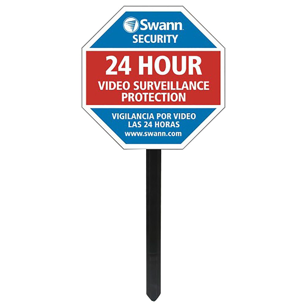 Swann Security Yard Stake Warning Sign in Blue and Red, , large