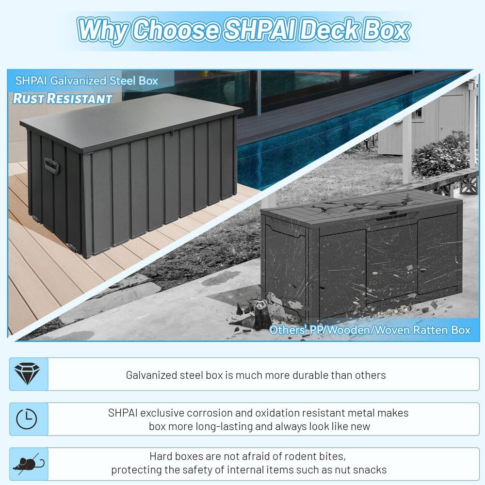Hearth and Haven 200-Gallon Outdoor Storage Deck Box with Fabric Storage Bag in Dark Gray, , large