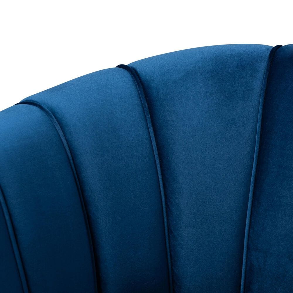 Baxton Studio Emeline Arm Chair with Brushed Gold Frame in Navy Blue, , large