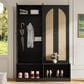 HOMLUX 6-Hook Hall Tree with 2-Rattan Doors in Black, , large