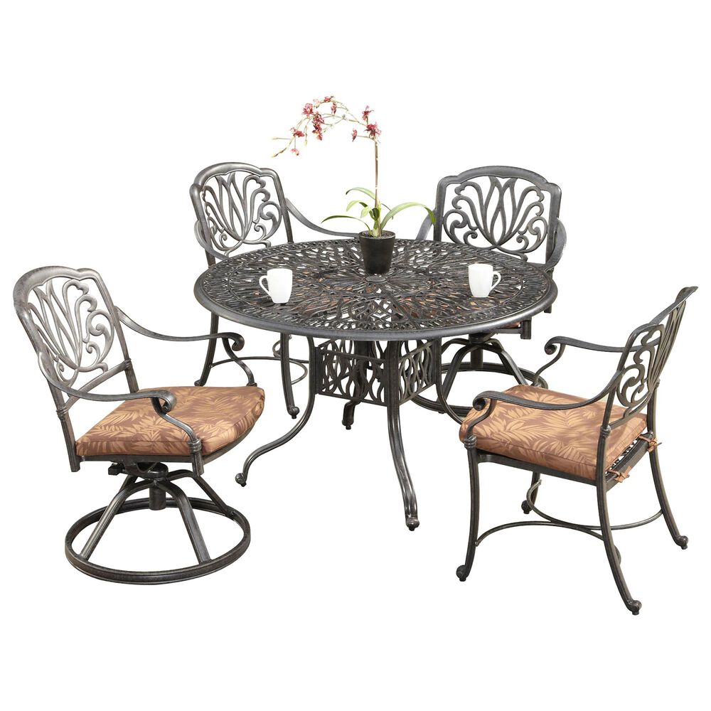 Homestyles Capri 5-Piece 42 in Dining Set with Two Swivel Chairs in Gray, , large