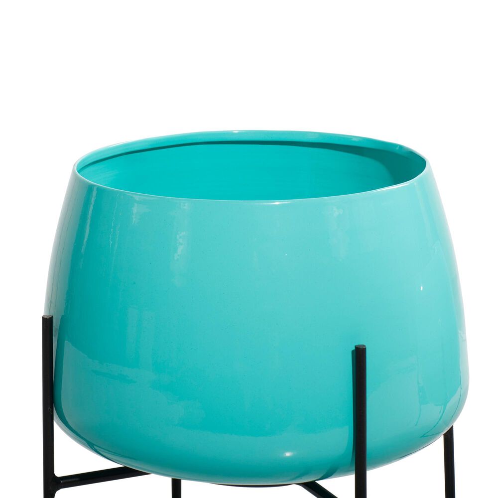 Maple and Jade Modern Planter in Teal and Black &#40;Set of 2&#41;, , large