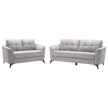 Hearth and Haven Callie 2-Piece Stationary Living Room Set in Light Gray Velvet, , large