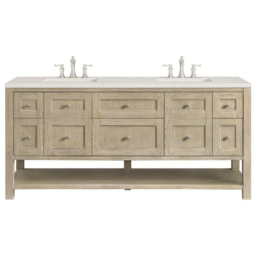 James Martin Vanities Breckenridge 72&quot; Double Vanity in Whitewashed Oak with 3 cm Lime Delight Quartz Top, , large