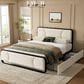 HOMLUX Queen Upholstered Platform Storage Bed in Beige, , large