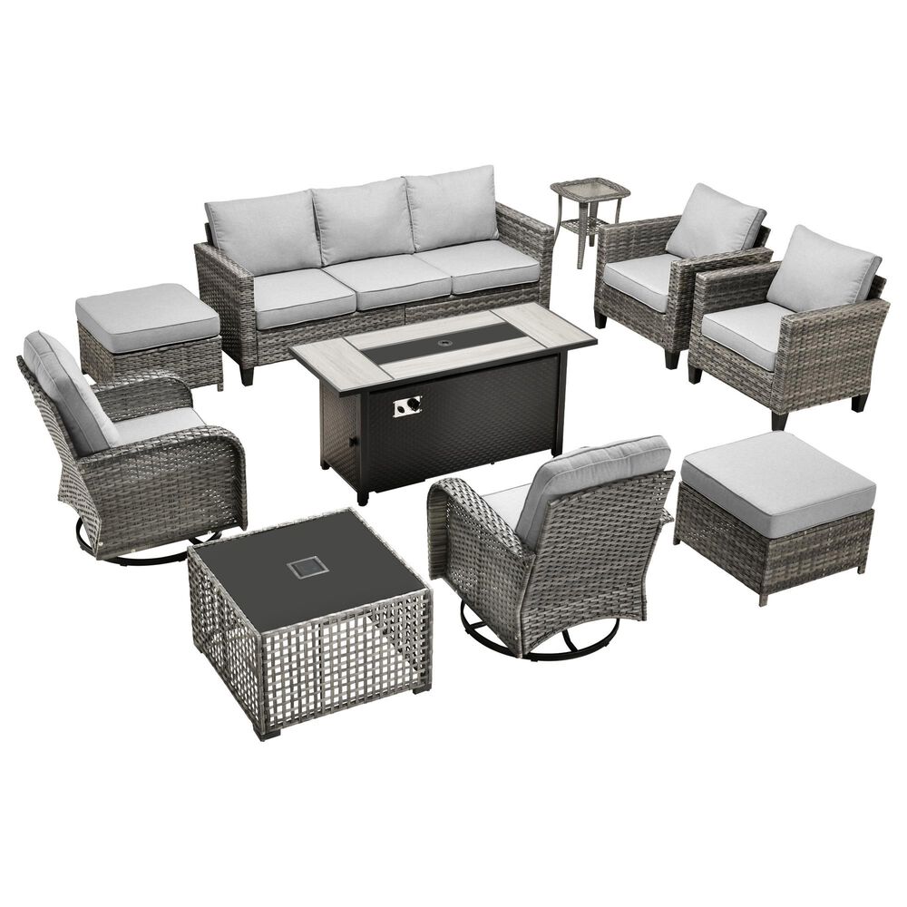 HOMLUX 10-Piece Patio Conversation Set in Gray, , large