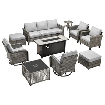 HOMLUX 10-Piece Patio Conversation Set in Gray, , large