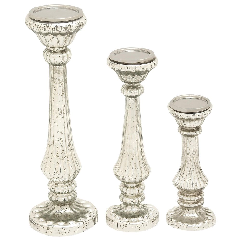 Maple and Jade Assorted Candle Holders in Silver (Set of 3), , large