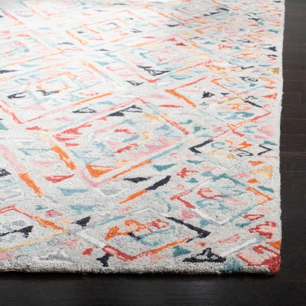 Safavieh Micro-Loop 5&#39; Square Gray and Pink Area Rug, , large
