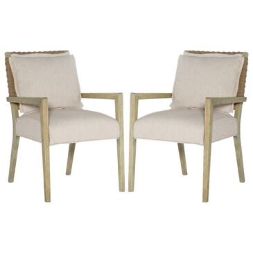 Hooker Furniture Surfrider Woven Back Arm Chair with Beige Cushion in Driftwood (Set of 2), , large
