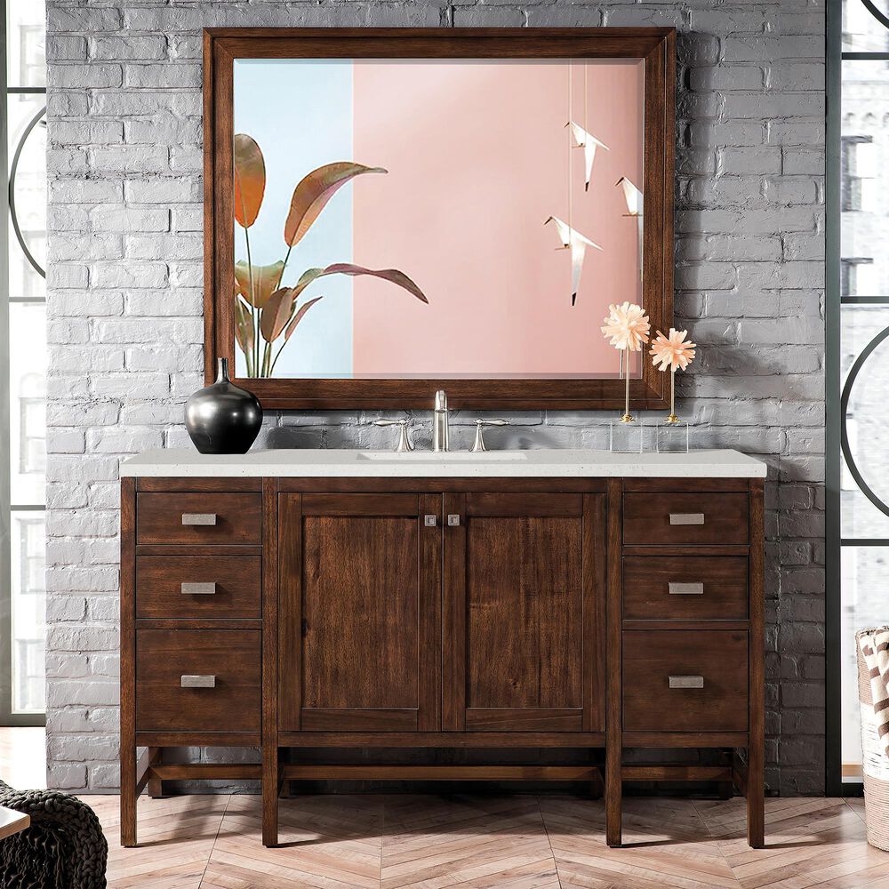 James Martin Vanities Addison 60&quot; Single Bathroom Vanity in Mid-Century Acacia with 3 cm Lime Delight Quartz Top and Rectangular Sink, , large