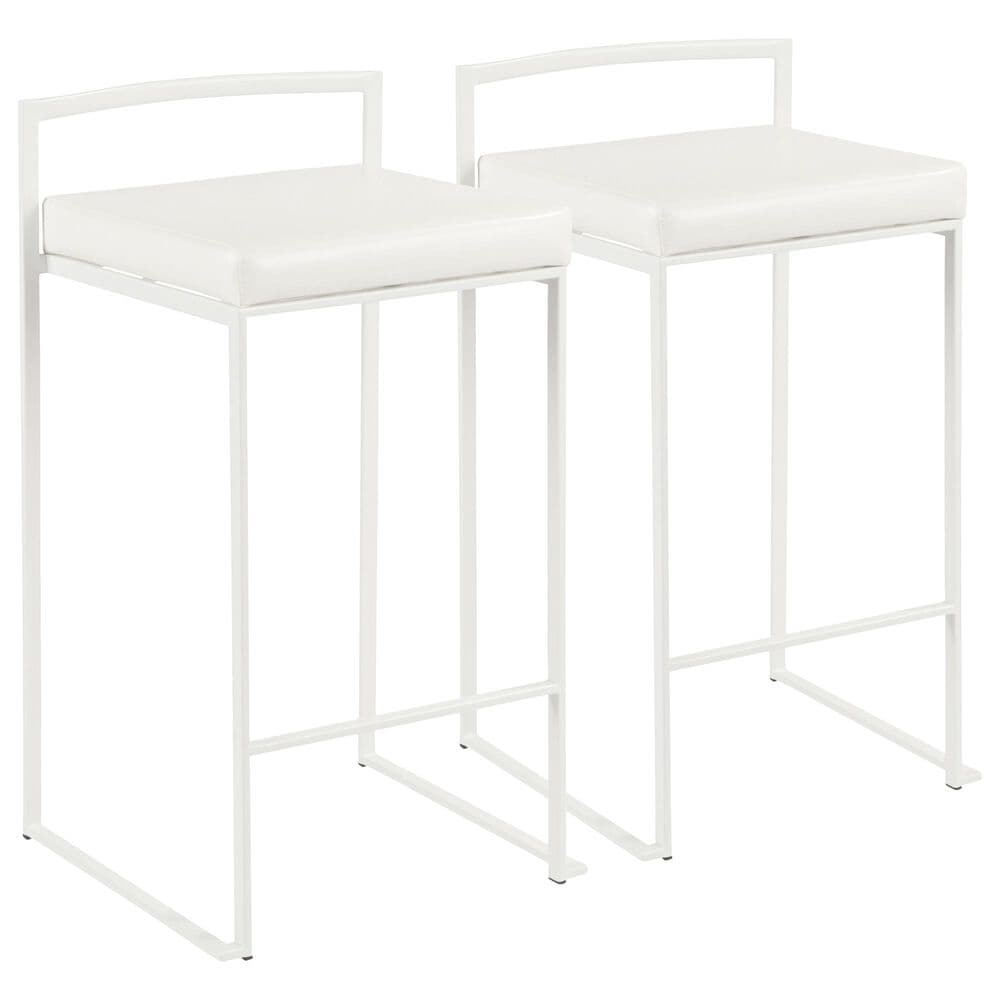 Lumisource Fuji Stackable Counter Stool in White/White/White (Set of 2), , large