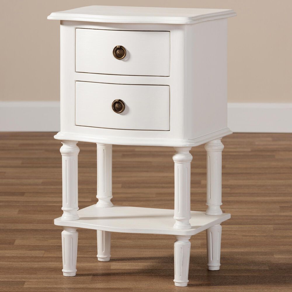 Baxton Studio Audrey 2-Drawer Nightstand in White, , large