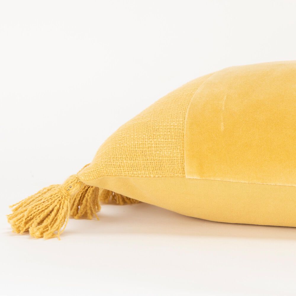 Rizzy Home 14&quot; x 26&quot; Polyester Filled Solid Lumbar Pillow in Yellow, , large