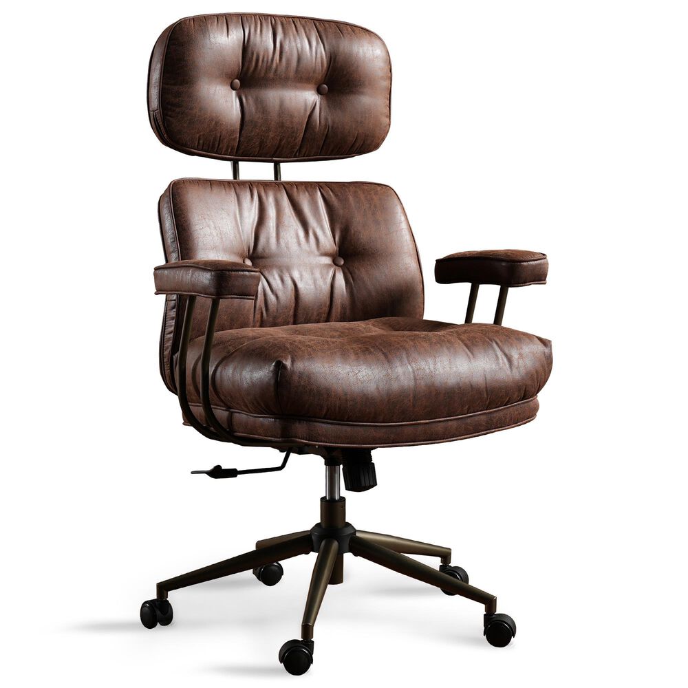 HOMLUX High Back Executive Office Chair with Suede Leather in Dark Brown, , large