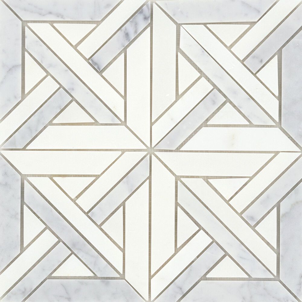 Emser Allure 12" x 12" Mini Castle Silver Natural Stone Mosaic Tile, , large