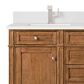 James Martin Vanities Brittany 60" Double Bathroom Vanity in Saddle Brown with 3 cm White Zeus Quartz Top and Rectangular Sinks, , large