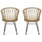 Hearth and Haven Tavon Outdoor Chair with Beige Cushion in Light Brown (Set of 2), , large