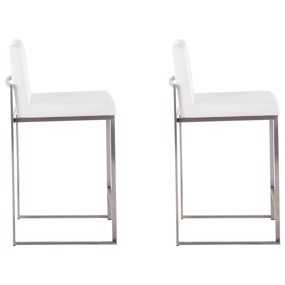 Lumisource Fuji Stackable Counter Stool with White Velvet Cushion in Brushed Stainless Steel &#40;Set of 2&#41;, , large
