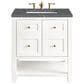 James Martin Vanities Breckenridge 30" Single Bathroom Vanity in Bright White with 3 cm Parisien Bleu Quartz Top and Rectangular Sink, , large