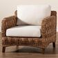 Baxton Studio Vevina Arm Chair with Natural Brown Seagrass in White, , large