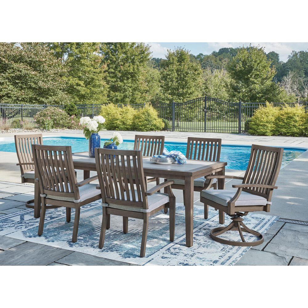 Ashley Rainier Ranch Rectangular Dining Table in Brown and Beige - Table Only, , large