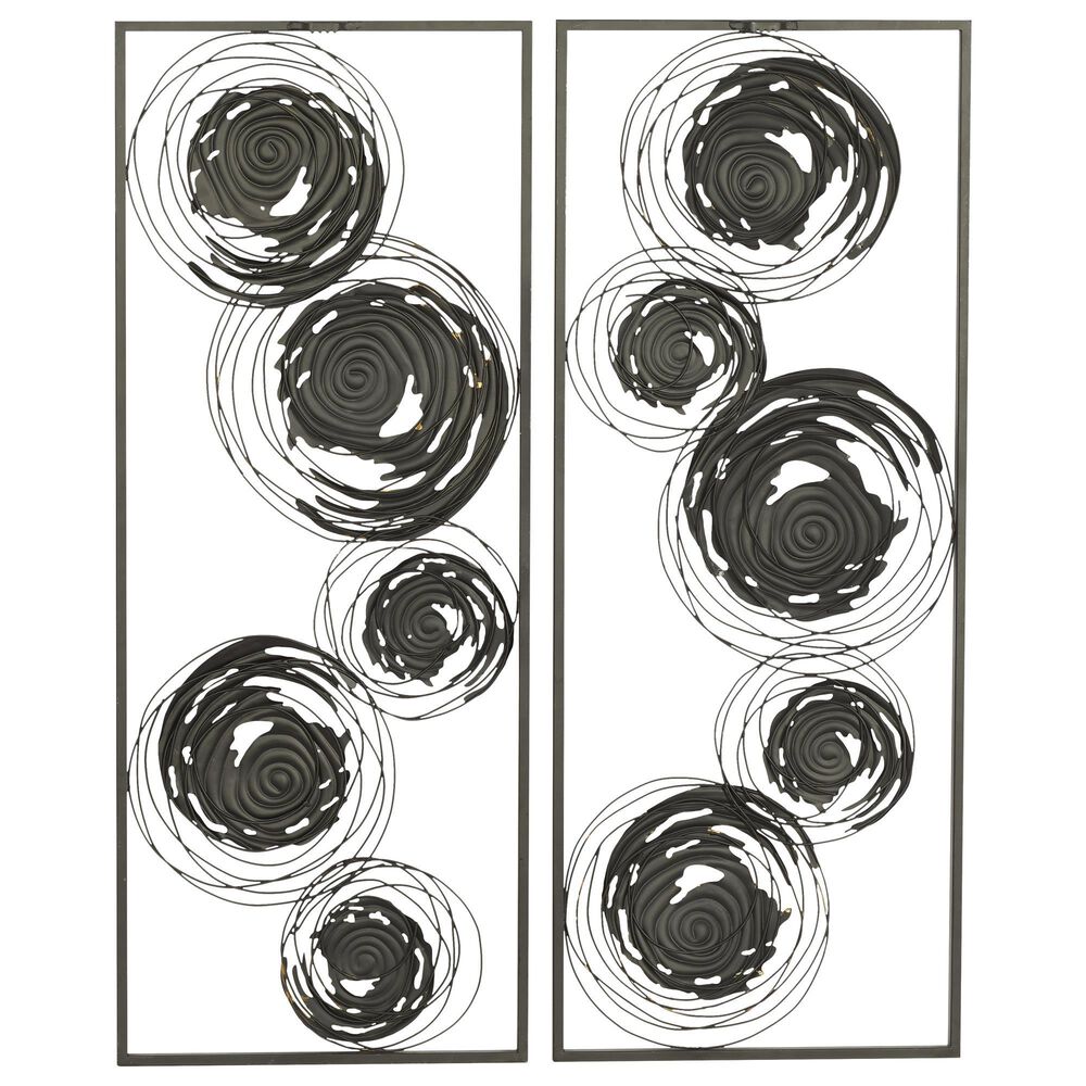 Maple and Jade 36&quot; x 14&quot; Contemporary Metal Wall Decor in Black and Gold &#40;Set of 2&#41;, , large