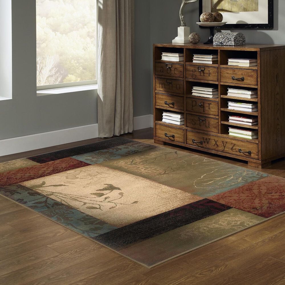 Oriental Weavers Hudson Patchwork Beige 7&#39;8&quot; x 10&#39;10&quot; Area Rug, , large