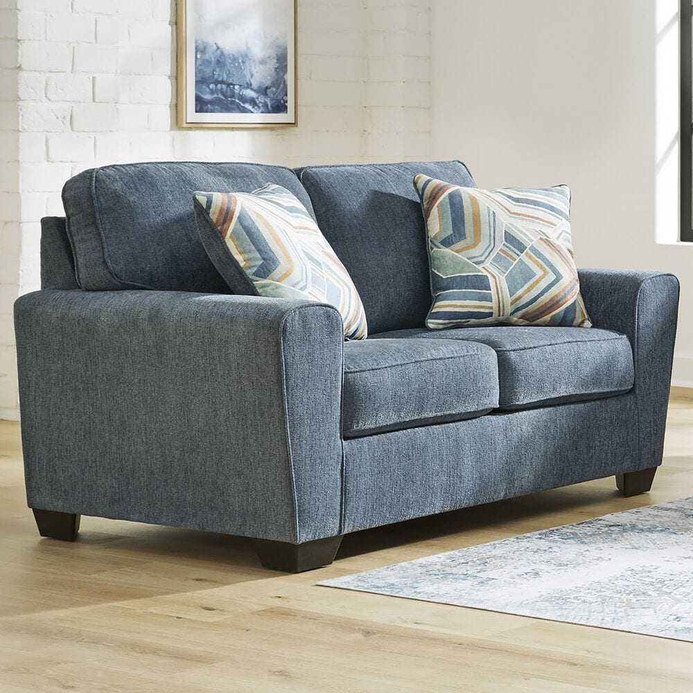 Ashley Cashton Stationary Loveseat in Blue, , large