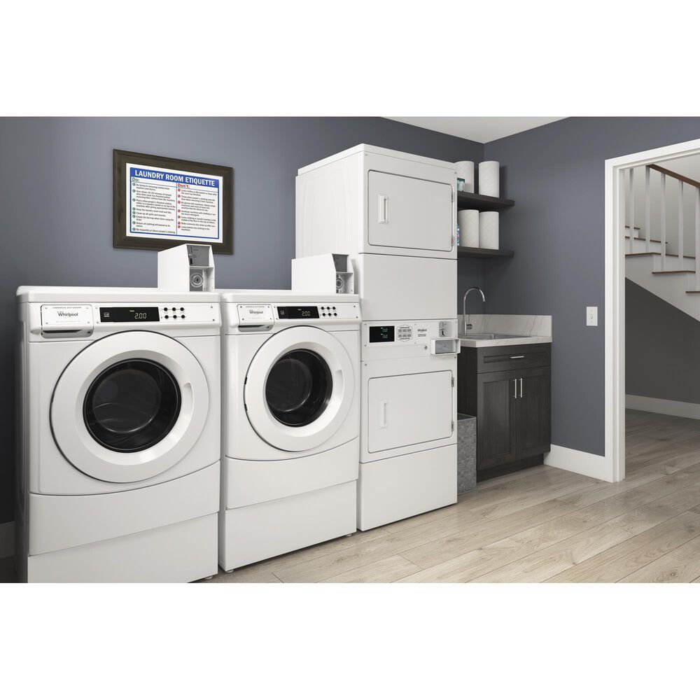 Whirlpool 7.4 Cu. Ft. Commercial Electric Stack Dryers with Coin Box in White, , large