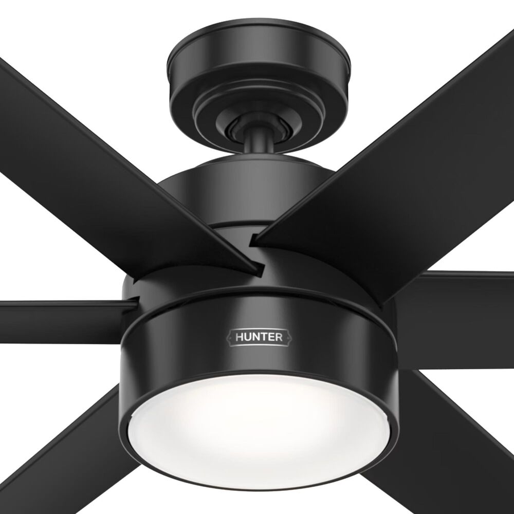Hunter Solaria 72&quot; Outdoor Ceiling Fan with LED Light in Matte Black, , large