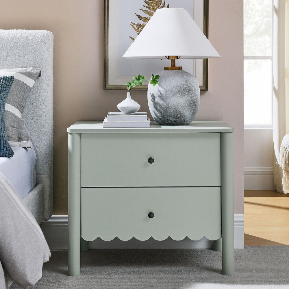 Modway Emmeline Scalloped 2 Drawer Nightstand in Sage, , large
