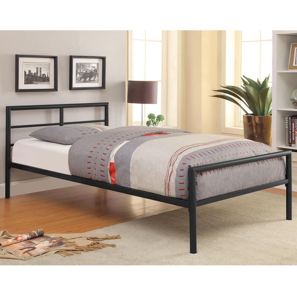 Hearth and Haven Twin Platform Bed with Headboard and Footboard in Grey, , large