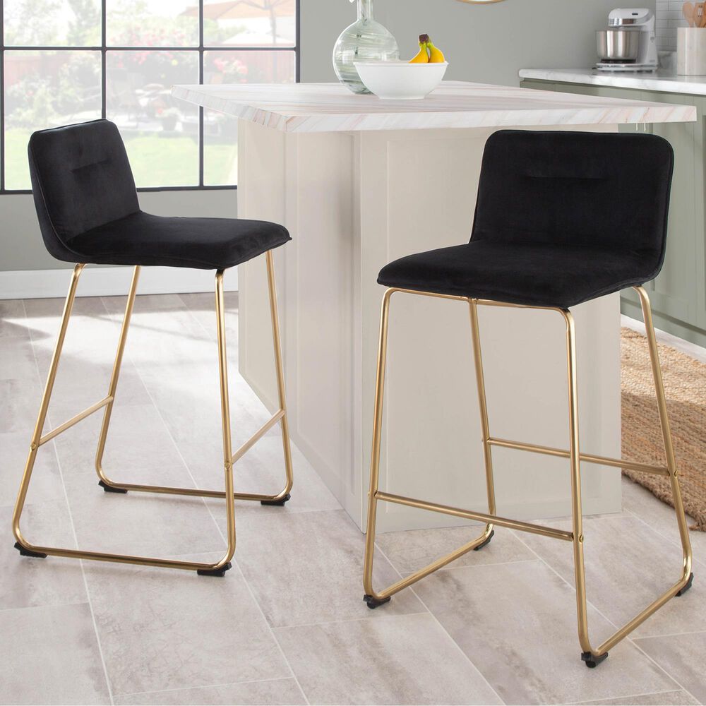 Lumisource Casper Counter Stool in Black/Gold &#40;Set of 2&#41;, , large