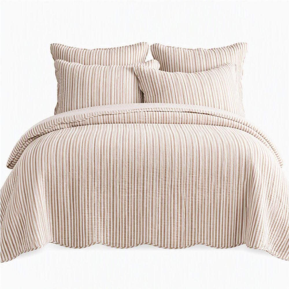 Levtex Martha 3-Piece King/Cal King Quilt Set in Taupe and White, , large