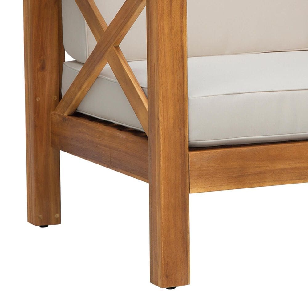 Hearth and Haven Brava Outdoor Club Chair with Cross-Back Design in Beige, , large