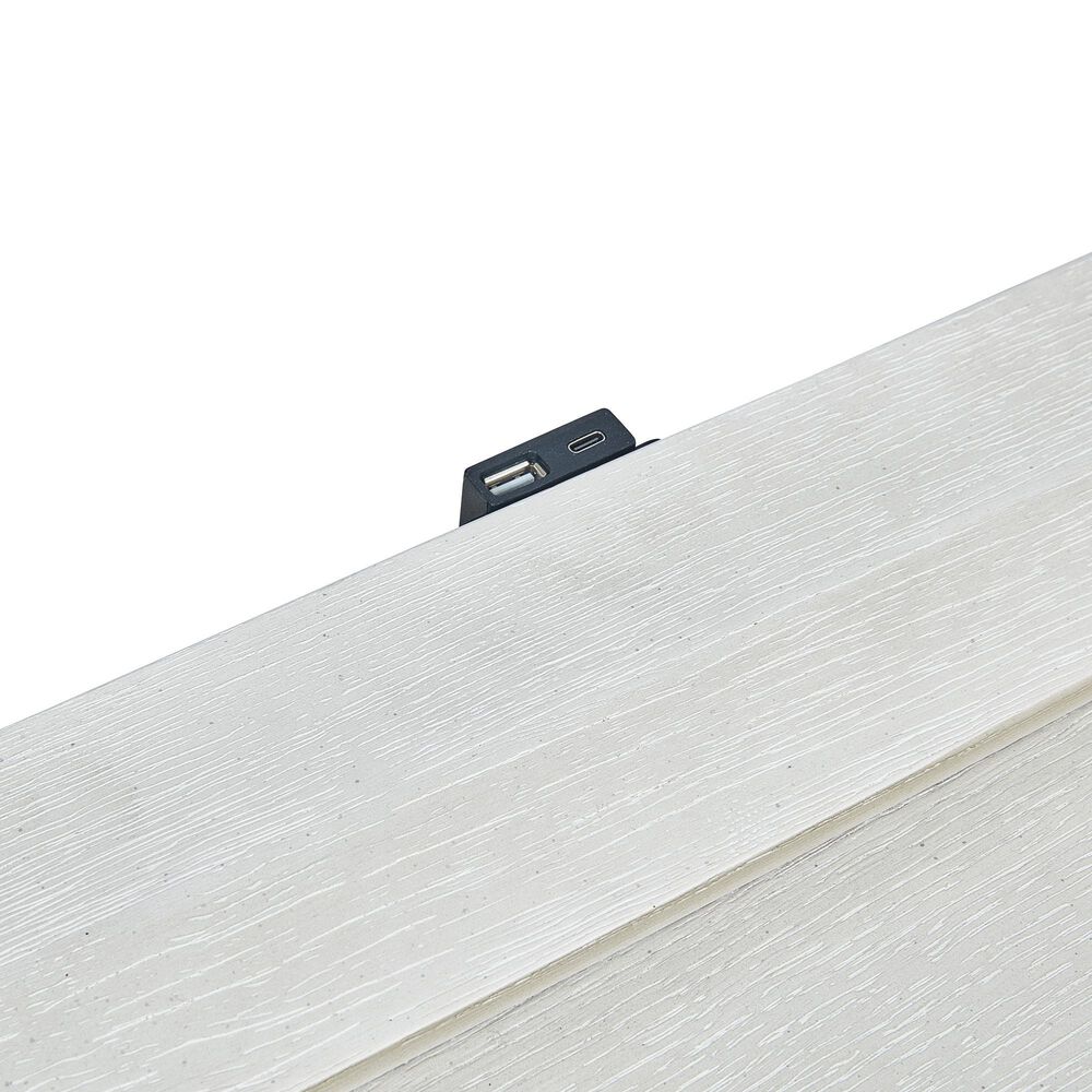 Sasha Lee 3-Drawer Tech Nightstand with LED Lighting in Brushed White, , large