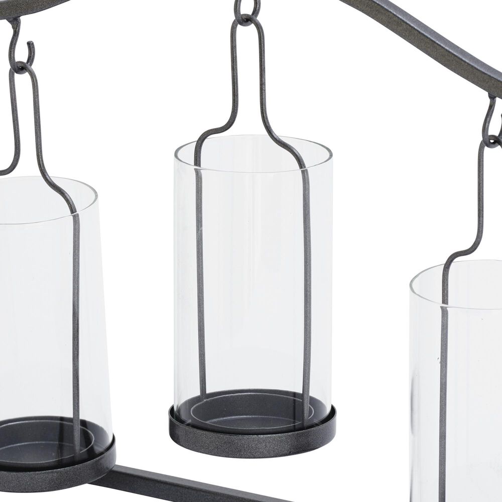 Maple and Jade 11&quot; Industrial Candle Holder with 3 Suspended Candle Plates in Black, , large