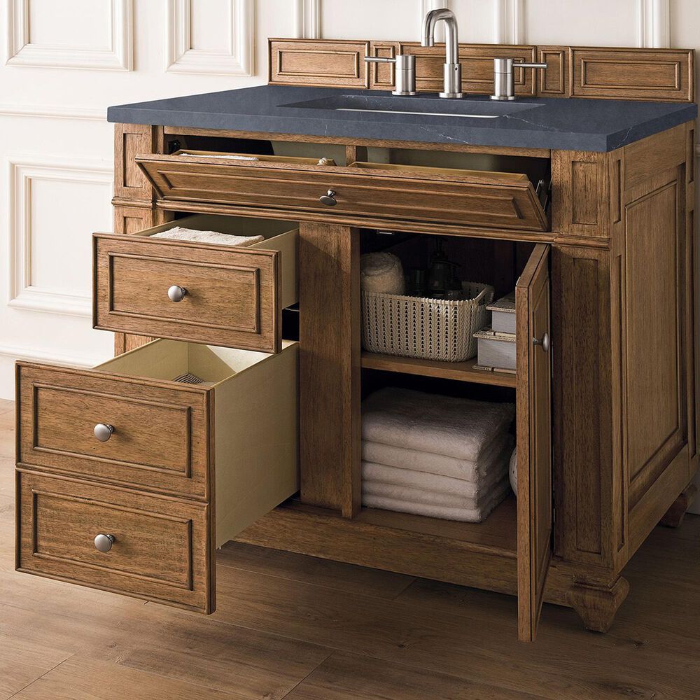 James Martin Bristol 36" Single Bathroom Vanity in Saddle Brown with 3