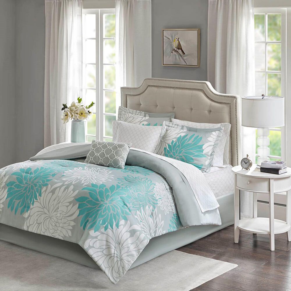 Hampton Park Maible 9-Piece Queen Comforter Set in Aqua, , large