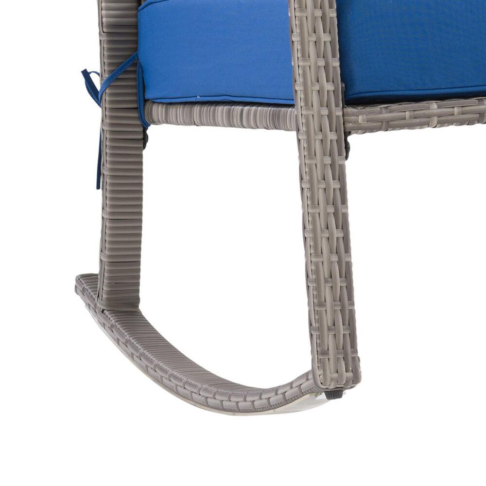 CorLiving Parksville Patio Rocking Chair in Blended Grey/Oxford Blue, , large