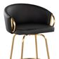 LumiSource Claire Swivel Counter Stool with Black Faux Leather Upholstery in Gold (Set of 2), , large